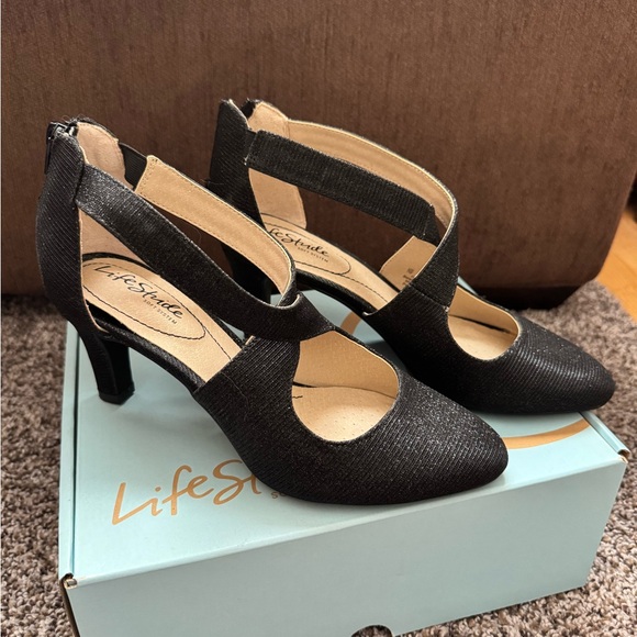 Life Stride Black Sparkle Heels - Picture 1 of 5
